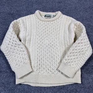 Aran Crafts Ireland Merino Wool Cable Knit Sweater‎ Cream Womens Small
